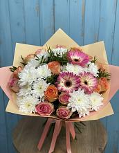 Букет цветов из:  Розы, Герберы и Хризантемы в Нелидово