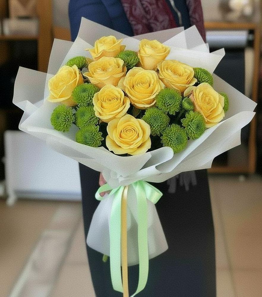 Букет цветов из: Хризантемы и Розы в Нелидово