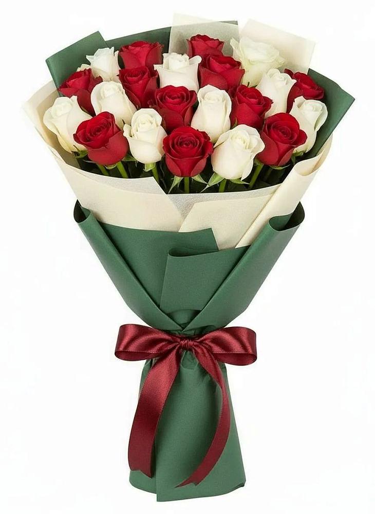 Букет Микс из красных и белых роз в Нелидово