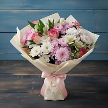 Букет цветов из:  Хризантемы, Альстромерии и Розы в Нелидово