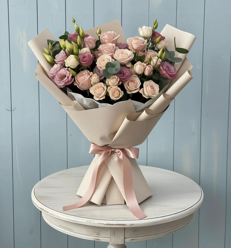 Букет цветов из: Розы и Лизиантусы в Нелидово