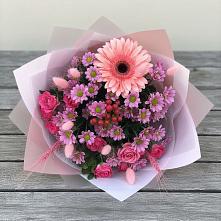 Букет цветов из:  Розы, Герберы и Хризантемы в Нелидово
