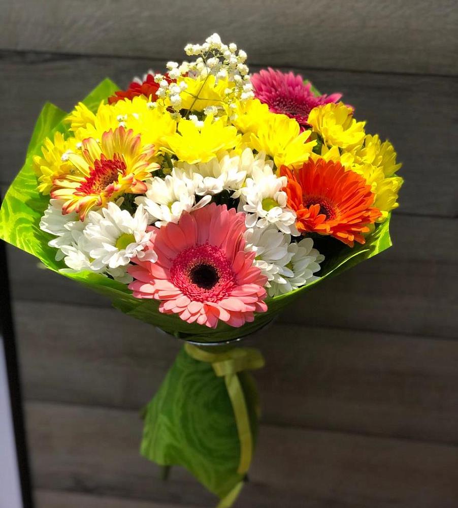 Букет цветов из: Герберы и Хризантемы в Нелидово